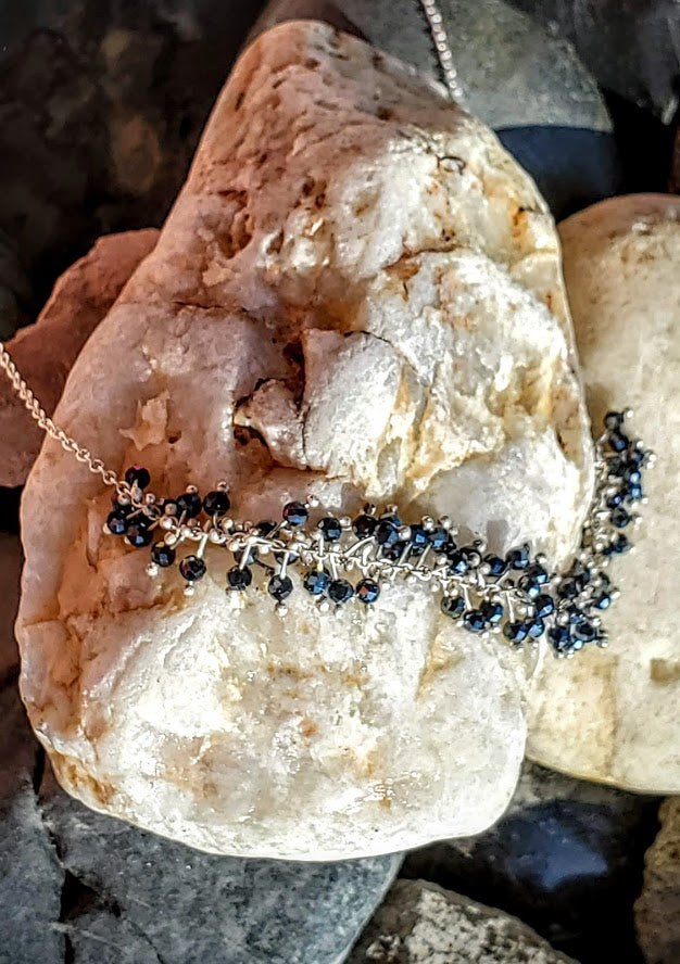 Ball and chain black spinel necklace