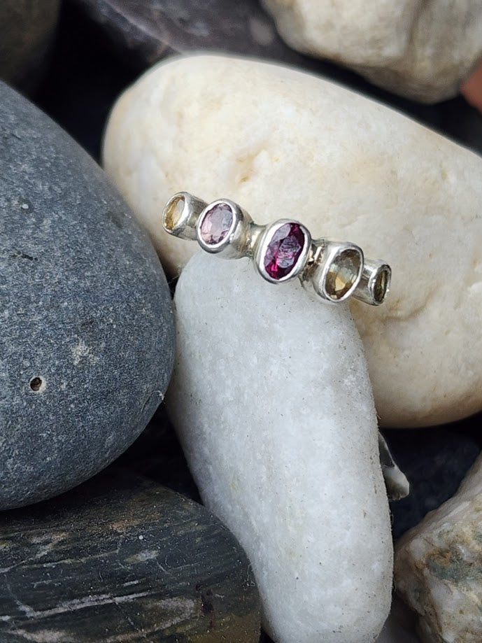 Five Tourmaline Bezel Ring