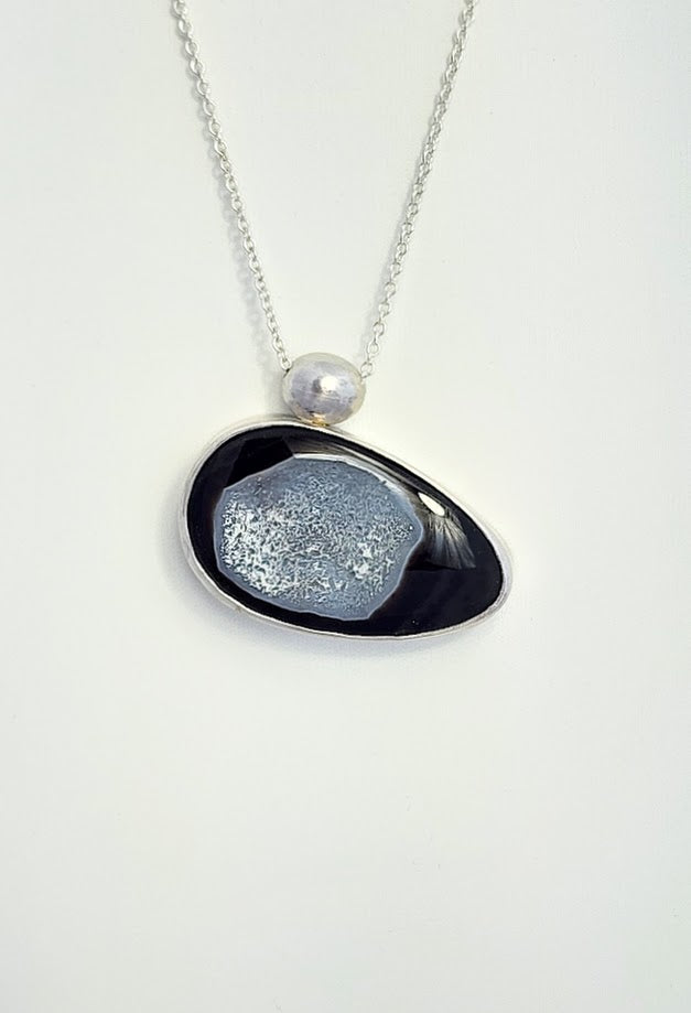 Black Druzy Agate Pendant