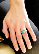Load image into Gallery viewer, Aquamarine mirror cut ring in silver
