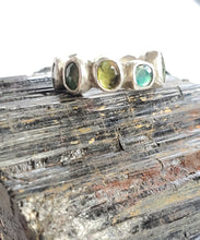 Load image into Gallery viewer, Bezel ring with tourmalines in silver
