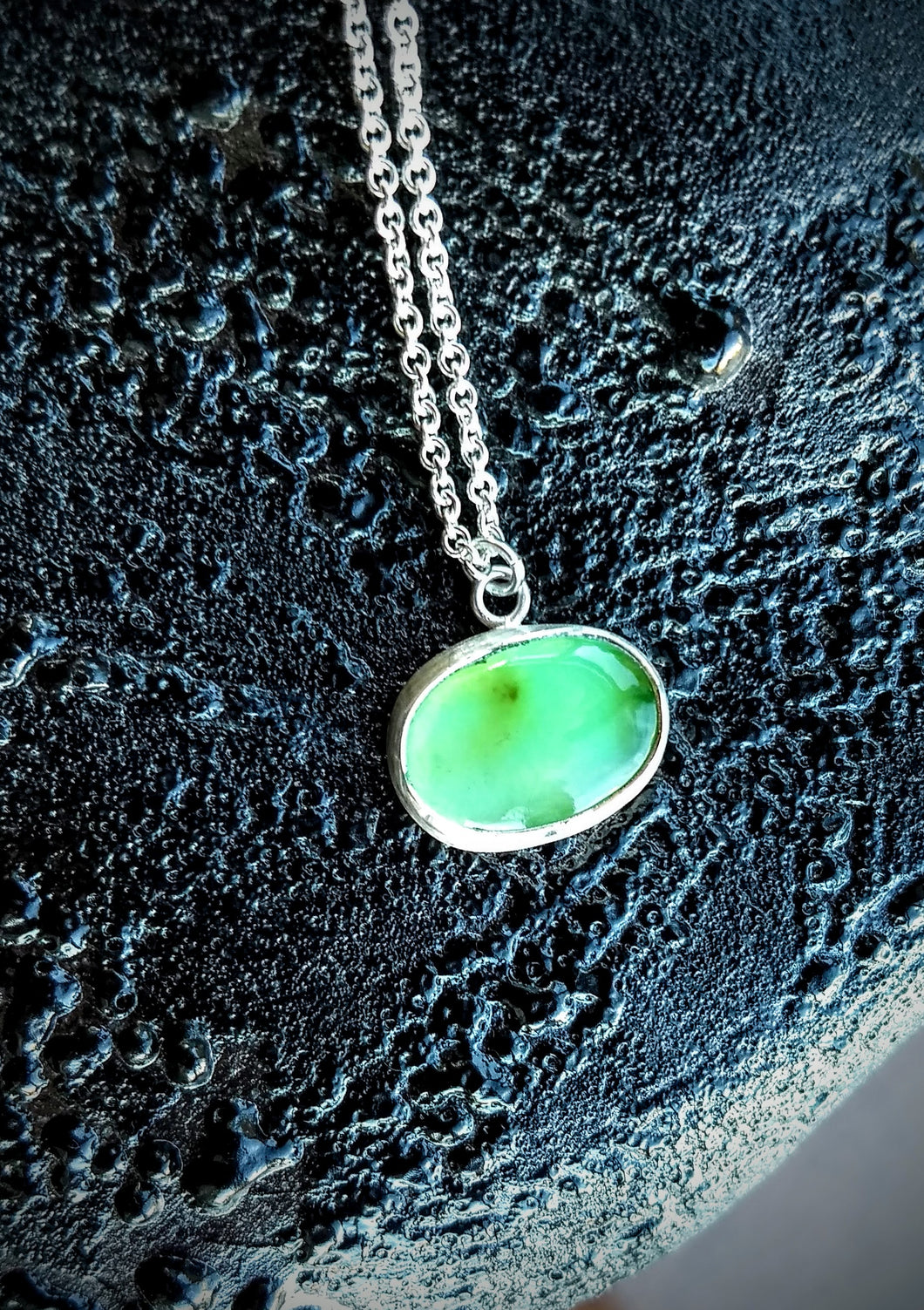 Chrysoprase necklace in sterling silver