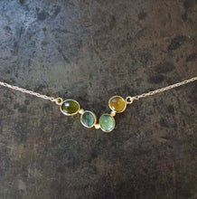 Load image into Gallery viewer, Four tourmalines in gold and silver necklace
