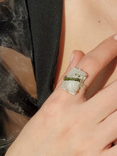 Load image into Gallery viewer, Uvite tourmaline on magnesite quartz ring
